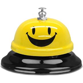 WEKOIL Call Bell Smile Face Desk Service Bell Ding Bell for Restaurant Hotel Room Kitchen Party Office Elderly Large Yellow Bell with Ding Sign Sticker,3.3Inch