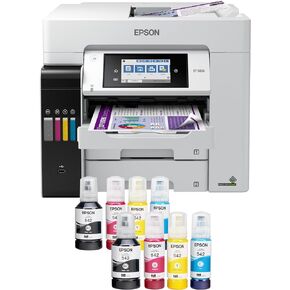Epson EcoTank Pro ET-5800 Wireless Color All-in-One Supertank Printer with Scanner, Copier, Fax and Ethernet. Full 1-Year Limited Warranty (Renewed Premium), White