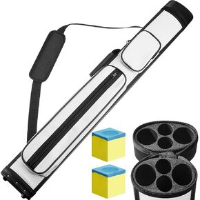 Deekin 2 x 2 Hard Oval Pool Cue Billiard Stick Carrying Case Pool Table Accessories Pool Cue Case Pool Stick Case Billiard Cue Cases 4 Holes Pu Pool Cue Bags with 2 Pieces Pool Chalk Cubes in Kuwait