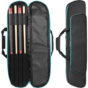 GOBUROS 2x2 Pool Cue Case Holds 2 Butts and 2 Shafts, Soft Pool Stick Holder Case with Front Accessories Pocket, Billiard Cue Carrying Cases with Shoulder Strap for Easy Carry