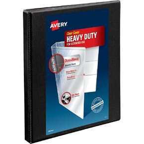 Avery Heavy-Duty Nonstick View 3 Ring Binder, 1/2 inch Slant Rings, 135-Sheet Capacity, Black (05233)