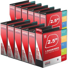 3 Ring Binder, Professional D 2.5 Inch, 12 Presentation Folder for Standard Pages 8.5 x 11 with Pockets, Crystal Clear View Black Binder (12 Pack)