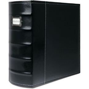 3-Ring XL 3" D Ring Binder, Classic Faux Leather - for Documents, File Storage, and Trading Cards - 1-Pack, Stores to 600 Pages, Black