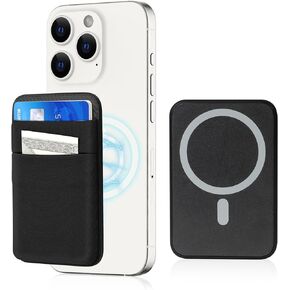 Senose Magnetic Wallet Compatible for Magsafe, Stretchy Magnet Phone Wallet Card Holder for Back of Phone Compatible for iPhone 15/14/13/12 Mini/Plus/Pro/Pro Max, Mag-Safe Case (Black)