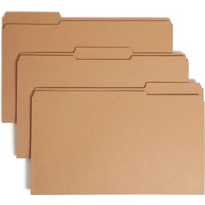 Smead Fastener File Folder, 1 Fastener, Reinforced 1/3-Cut Tab, Legal Size, Kraft, 50 Per Box (19834)