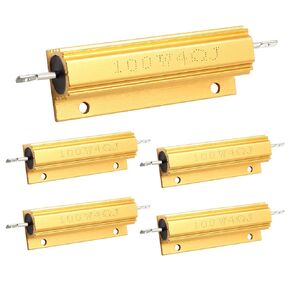 5 Pcs 100W 1Ohm 5% Wirewound Resistor,Aluminum Shell Resistor,Gold Load Equalizing Resistor for Ring Doorbell,Car Light,Audio,Elevator