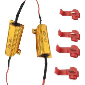 ZKFAR Pack-2 50W 6 Ohm Load Resistors, Load Resistors, Aluminum Case Resistor, for Fix LED Bulb Fast Hyper Flash Turn Signal Blink Error Code (Black)
