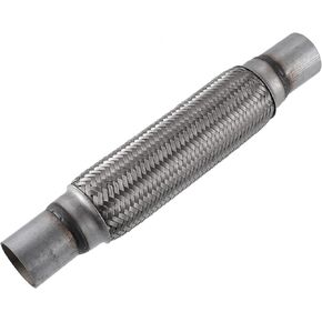 X AUTOHAUX 1 Pcs 1.75"x10"x14" Car Exhaust Flexible Pipe Tubing Universal Exhaust Joint with Welding Extension Pipe Stainless Steel Silver Tone