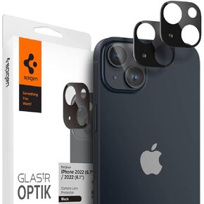 Spigen Camera Lens Screen Protector [GlasTR Optik] Designed for iPhone 14 Plus/iPhone 14 [Case Friendly] - Black [2 Pack]