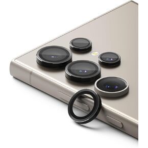 Ringke Camera Lens Frame Glass Compatible with Samsung Galaxy S24 Ultra Camera Lens Protector 5G, Glass Covers and Aluminum Alloy Frames - Black