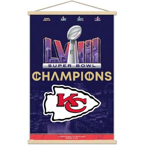 ملصق حائط بشعار فريق Super Bowl LVIII من Trends International NFL Kansas City Chiefs مع إطار مغناطيسي