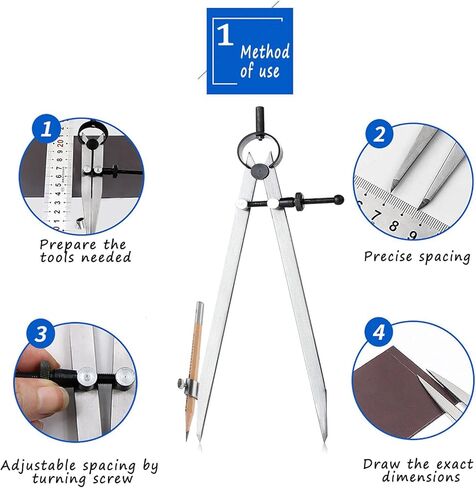 Compass for Geometry, Compass for Woodworking, 16 inch Precision Woodworking Compass with Wing Divider and Pencil Holder, Large Compass for Geometry, Woodworking Compass, Drafting, Drawing Compass in Kuwait