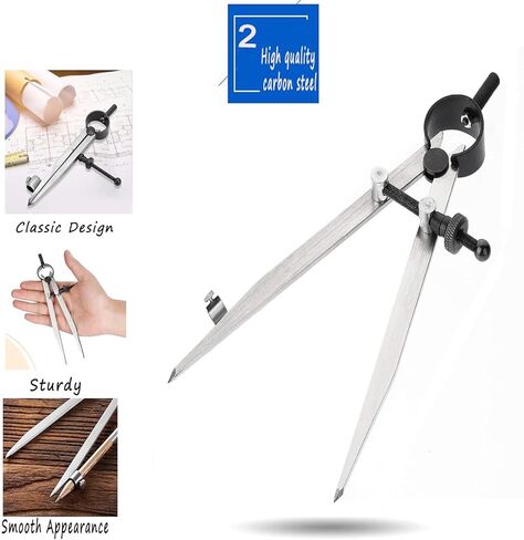Compass for Geometry, Compass for Woodworking, 16 inch Precision Woodworking Compass with Wing Divider and Pencil Holder, Large Compass for Geometry, Woodworking Compass, Drafting, Drawing Compass in Kuwait