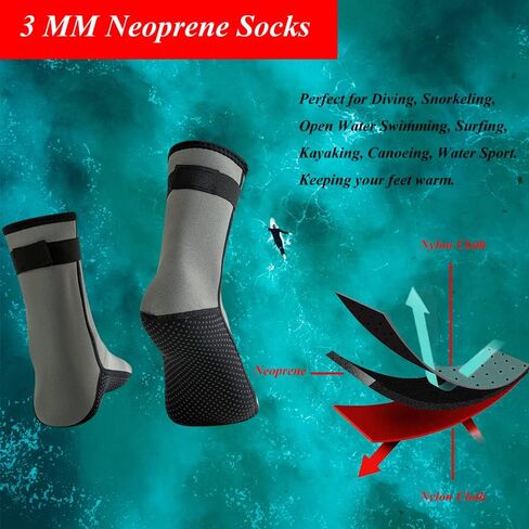 YDQUANI Wetsuit Socks 3mm Neoprene Diving Socks Thermal Anti-slip Scuba Socks Water Booties for Swimming Water Sports in Kuwait