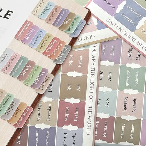 Bible Tabs for Women and Man, Bible Book Tabs, 75 Tabs, Laminated Bible Tabs, Boho/Morandi/Sunset Shades Theme Bible Study Supplies, Easy to Read and Apply Bible Index Tabs (Sunset Shades) in Kuwait