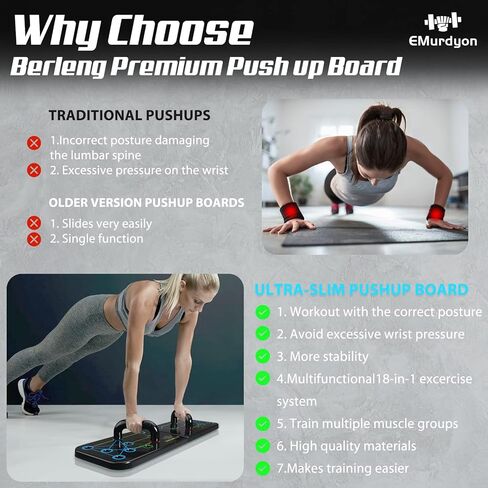 Push Up Board, Emurdyon 2 in 1 Home Workout Equipment, Strength Training Pushup Stands, Chest Muscle Exercise Equipment Men & Women Weights in Kuwait