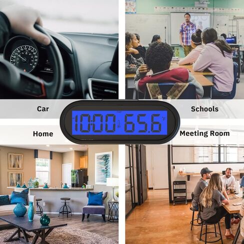 ساعة رقمية صغيرة، ساعة سيارة مع فهرنهايت ودرجة الحرارة الخلفية الزرقاء ساعة إلكترونية صغيرة للوحة القيادة، لوحة القيادة الرقمية LCD الخلفية للمركبة على مدار الساعة، ساعة غولف صغيرة (البطارية متضمنة) in Kuwait