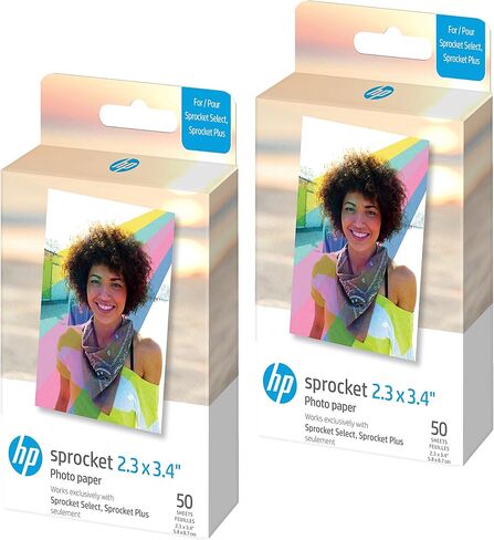 HP Sprocket 2.3 x 3.4" Premium Zink Sticky Back Photo Paper (20 Sheets) Compatible with HP Sprocket Select and Plus Printers. in Saudi Arabia