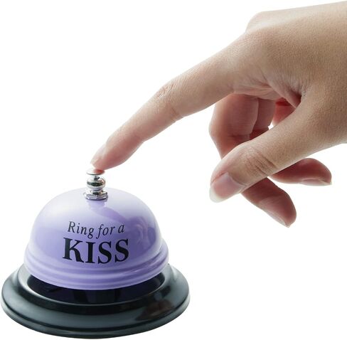 Novelty Ring for a Kiss Service Desk Bell, Funny Gifts for Him and Her, Valentine, Anniversary (Purple, 2.5 In) in Saudi Arabia