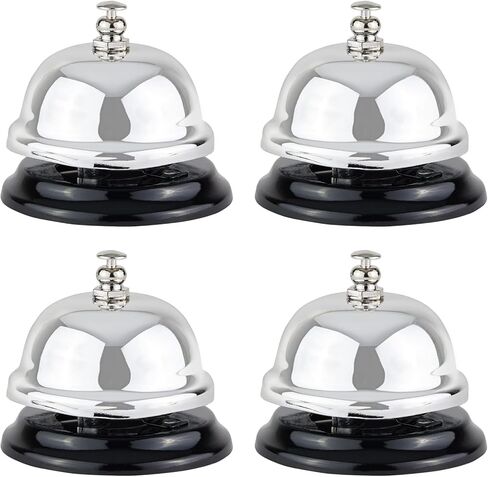 4 Pack Mini Call Bell for Front Desk, Hotel Service, Kitchen Counter, Restaurants (Silver, 2.5x2 in) in Saudi Arabia