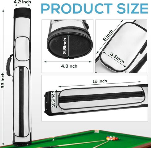 Deekin 2 x 2 Hard Oval Pool Cue Billiard Stick Carrying Case Pool Table Accessories Pool Cue Case Pool Stick Case Billiard Cue Cases 4 Holes Pu Pool Cue Bags with 2 Pieces Pool Chalk Cubes in Kuwait
