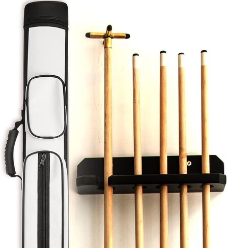 Deekin 2 x 2 Hard Oval Pool Cue Billiard Stick Carrying Case Pool Table Accessories Pool Cue Case Pool Stick Case Billiard Cue Cases 4 Holes Pu Pool Cue Bags with 2 Pieces Pool Chalk Cubes in Kuwait