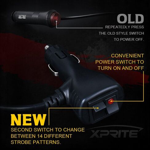 Xprite White Amber Yellow 240 LED Emergency Warning Rotating Strobe Beacon Light, 14 Flash Modes Revolving Safety Caution Lights with Magnetic Mount, for 12V Vehicle Truck Snow Plow in Kuwait