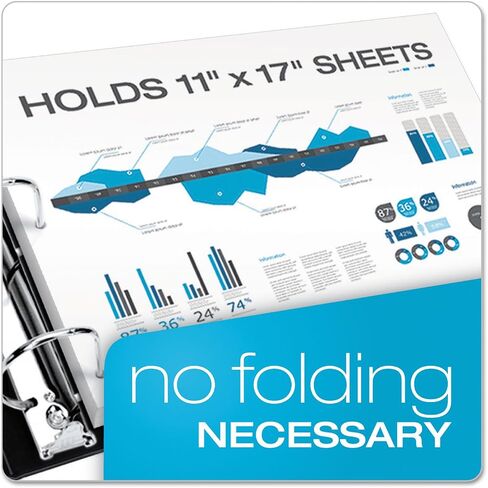 Cardinal Premier 11 x 17 3-Ring Binder, 1" Locking Slant-D Rings, Heavy-Duty Covers, 250-Sheet Capacity, Black with Spine Label (12112V4) in Saudi Arabia