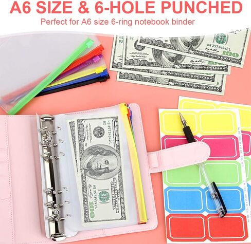 جيوب الموثق، FOME 30 قطعة A6 6 فتحات بسحاب جيوب موثقة مقاومة للماء من مادة PVC النقدية وأظرف الميزانية النقدية حقيبة أوراق فضفاضة لـ 6 حلقات قابلة لإعادة الملء مخطط دفتر الملاحظات in Kuwait