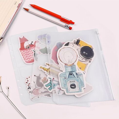 جيوب الموثق، FOME 30 قطعة A6 6 فتحات بسحاب جيوب موثقة مقاومة للماء من مادة PVC النقدية وأظرف الميزانية النقدية حقيبة أوراق فضفاضة لـ 6 حلقات قابلة لإعادة الملء مخطط دفتر الملاحظات in Kuwait