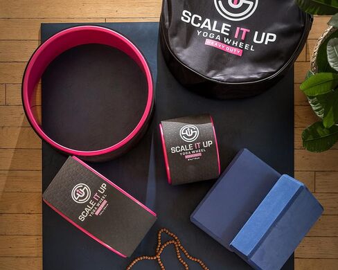 مجموعة عجلات اليوغا من Scale It Up مع حقيبة حمل، عجلة خلفية، تخفيف آلام الظهر، عجلة اليوغا الدوارة لاسترخاء العضلات وتحسين التوازن والمرونة والقوة والتدليك والتمدد وأسطوانة العمود الفقري in Saudi Arabia