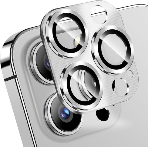 QHOHQ 3 Pack Camera Lens Protector for iPhone 15 Pro Max/iPhone 15 Pro, Zinc Alloy One Piece Camera Cover, [Updated Version], Full Coverage Protection, Ultra HD, Shatterproof - Dark Blue in Kuwait