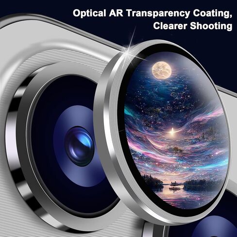 QHOHQ 3 Pack Camera Lens Protector for iPhone 15 Pro Max/iPhone 15 Pro, Zinc Alloy One Piece Camera Cover, [Updated Version], Full Coverage Protection, Ultra HD, Shatterproof - Dark Blue in Kuwait