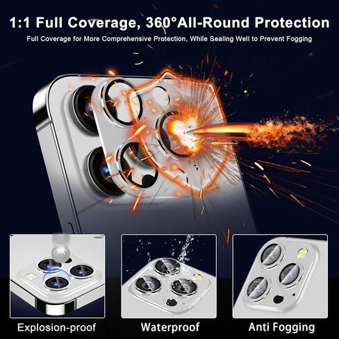 QHOHQ 3 Pack Camera Lens Protector for iPhone 15 Pro Max/iPhone 15 Pro, Zinc Alloy One Piece Camera Cover, [Updated Version], Full Coverage Protection, Ultra HD, Shatterproof - Dark Blue in Kuwait