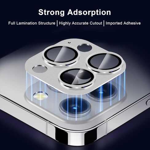 QHOHQ 3 Pack Camera Lens Protector for iPhone 15 Pro Max/iPhone 15 Pro, Zinc Alloy One Piece Camera Cover, [Updated Version], Full Coverage Protection, Ultra HD, Shatterproof - Dark Blue in Kuwait