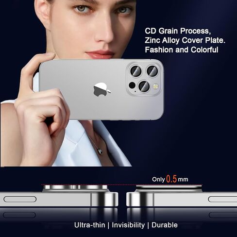 QHOHQ 3 Pack Camera Lens Protector for iPhone 15 Pro Max/iPhone 15 Pro, Zinc Alloy One Piece Camera Cover, [Updated Version], Full Coverage Protection, Ultra HD, Shatterproof - Dark Blue in Kuwait