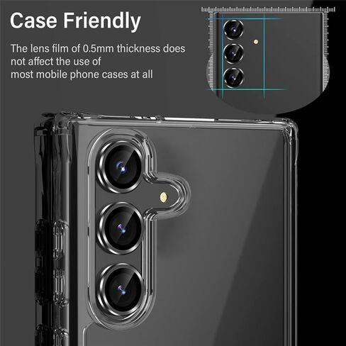 عبوة من قطعتين من Jusy لواقي عدسة الكاميرا Samsung Galaxy S24 Plus، واقيات عدسات فردية 9H، مضادة للخدش وصديقة للحافظة، غطاء عدسة شفاف عالي الدقة (أسود) in Kuwait