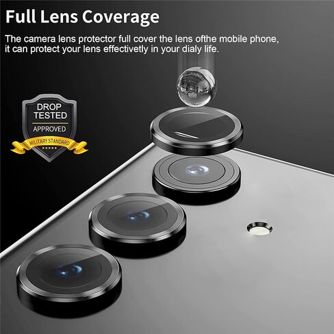 عبوة من قطعتين من Jusy لواقي عدسة الكاميرا Samsung Galaxy S24 Plus، واقيات عدسات فردية 9H، مضادة للخدش وصديقة للحافظة، غطاء عدسة شفاف عالي الدقة (أسود) in Kuwait