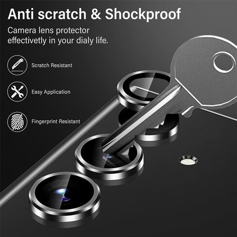 عبوة من قطعتين من Jusy لواقي عدسة الكاميرا Samsung Galaxy S24 Plus، واقيات عدسات فردية 9H، مضادة للخدش وصديقة للحافظة، غطاء عدسة شفاف عالي الدقة (أسود) in Kuwait