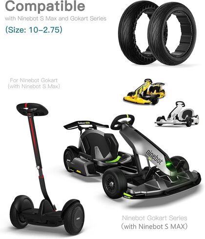 10-2.75 إطارات مريحة سريعة التحرير من Gokart استبدال الإطارات الخلفية المتوافقة مع Ninebot بواسطة Segway S MAX/Gokart PRO/Gokart Kit (مع Ninebot S Max)، مجموعة Go kart Refit Parts الملحقات الأصلية in Kuwait