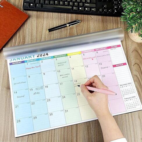 تقويم مكتب 2024-18 شهرًا تقويم مكتب 2024-2025، يناير 2024 - يونيو 2025، تقويم حائط شهري كبير مقاس 17 بوصة × 11.5 بوصة، ورق سميك، كتل كبيرة مسطرة، غطاء بلاستيكي شفاف in Kuwait