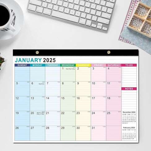 تقويم مكتب 2024-18 شهرًا تقويم مكتب 2024-2025، يناير 2024 - يونيو 2025، تقويم حائط شهري كبير مقاس 17 بوصة × 11.5 بوصة، ورق سميك، كتل كبيرة مسطرة، غطاء بلاستيكي شفاف in Kuwait