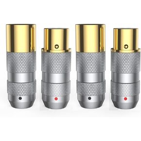 Viborg Hi-End XLR Connectors, 3Pins Solder Type Balance XLR Plug, 2 Male and 2 Female Pure Copper XLR Terminals for DMX Mic Mixer Amplifier Speaker and Audio Equalizer(Rhodium Plated)