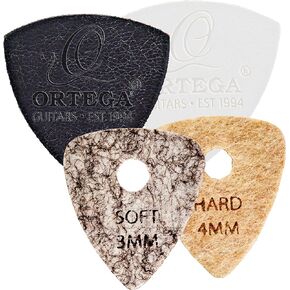 Ortega Guitars Pick Assortmant-Ukulele & Nylon Guitars-4 Piece Pack-2 Felt & 2 Leather (OGP-VP1)