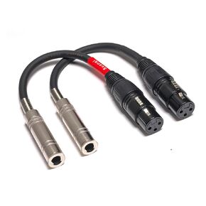 3-Pin XLR Female to 1/4" 6.35mm Stereo Dual Channel Female Plug Audio Cable Mic Adapter, 1/4" TRS to XLR Female Adapter Cable, 6 in, 2-Pack
