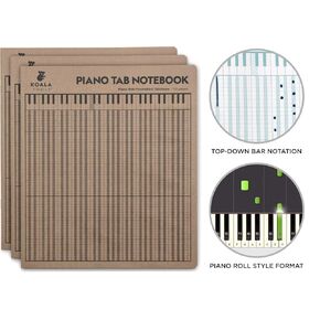 KOALA TOOLS | Piano Tablature - Piano Tab Notebook (3 Pack) | 8.5" x 9.75" 60pp.