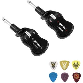 Gemini GMU-G100 Wireless UHF Guitar System (512 to 541.7 MHz) bundle with Assorted VPP-6 Guitar Picks, 6 Pack, Medium