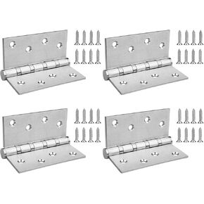 4 Pack 5-1/8 x 5 inch Square Door Hinges, Stainless Steel Butt Hinges Ball Bearing, Brushed Finish Commercial Hinges, Square Corners, Thickness 1/8"
