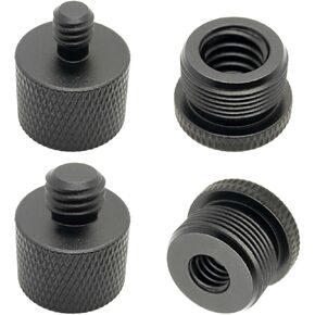 4 Pieces Mic Stand Adapter, 5/8 Female to 3/8 Male 3/8 Female to 5/8 Male 5/8 Female to 1/4 Male 1/4 Female to 5/8 Male Screw Thread Adapter for Microphone Camera Monitor Stand Tripod