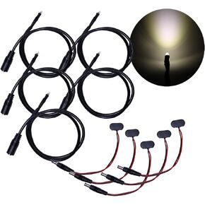 Micro Effects Pigtail Warm White Led Mini Spotlight and 9 Volt Clips 5 Pack